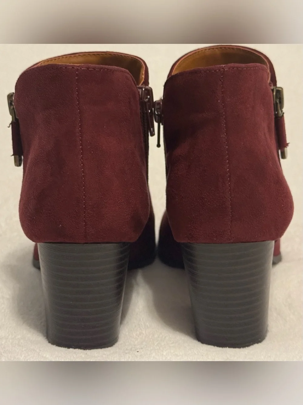 Style & Co. Women’s Masrina Wine Color Double Zip Heel Ankle Boots Size 7